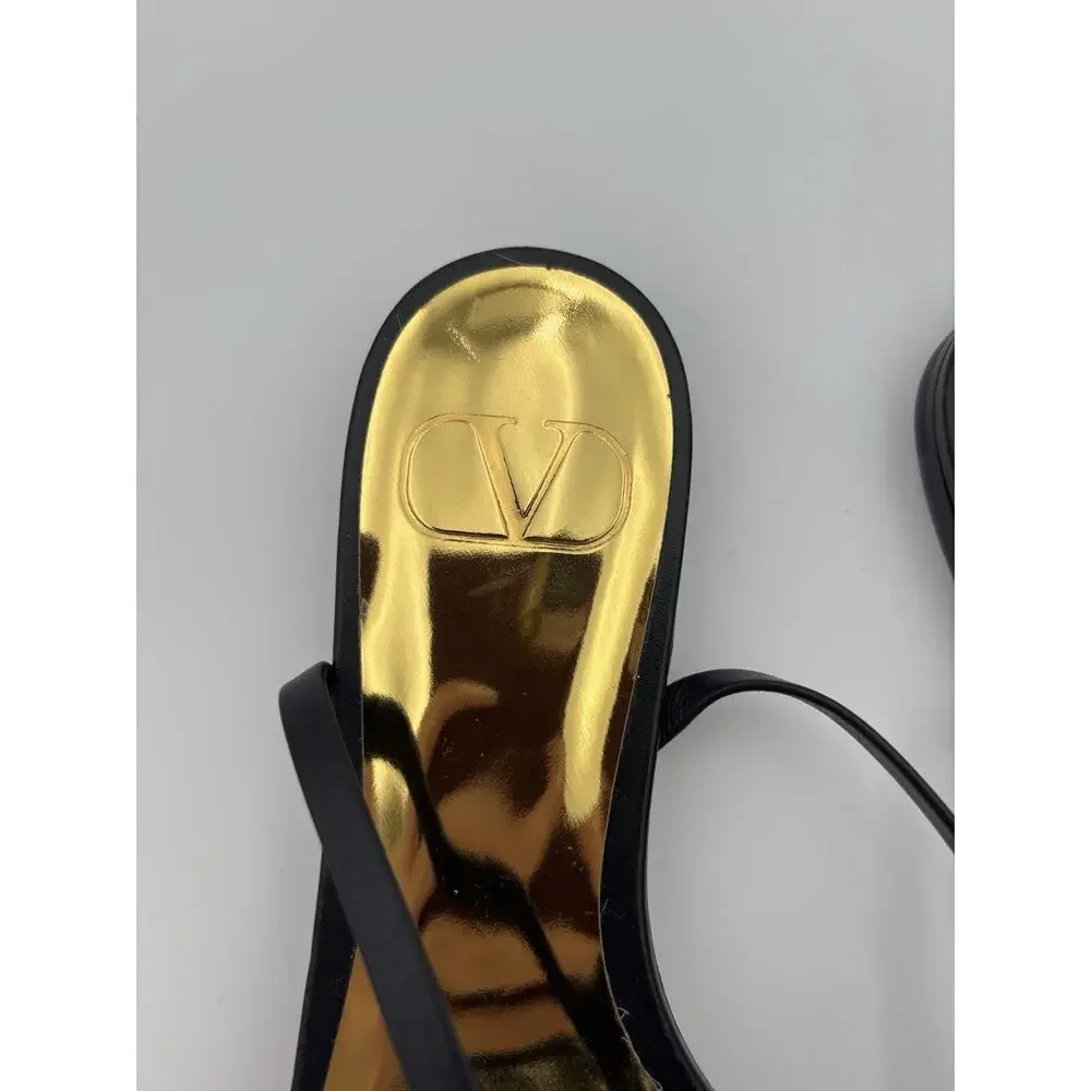 Valentino One Stud Leather Gladiator Sandals Black Leather Size 35 5 Rockstud